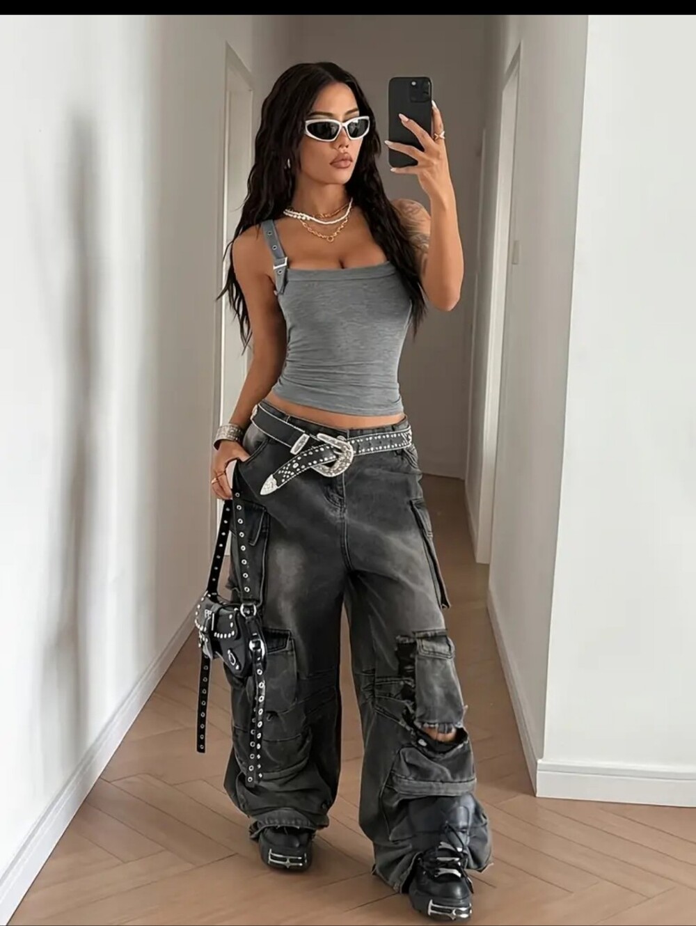 Grey Ribbed Tank Top - Picture 4 of 4